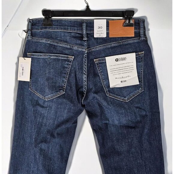 Rising Sun & Co Mens Repreve Slim Fit RCore Jeans Size 30x34 Blue Denim NEW - Picture 2 of 8